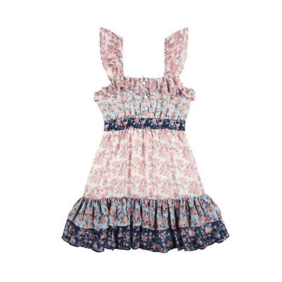 Marlo Kids Spanish Ditsy Primrose Floral Ruffle size Elsa Florals Mini Dress - Picture 3 of 9